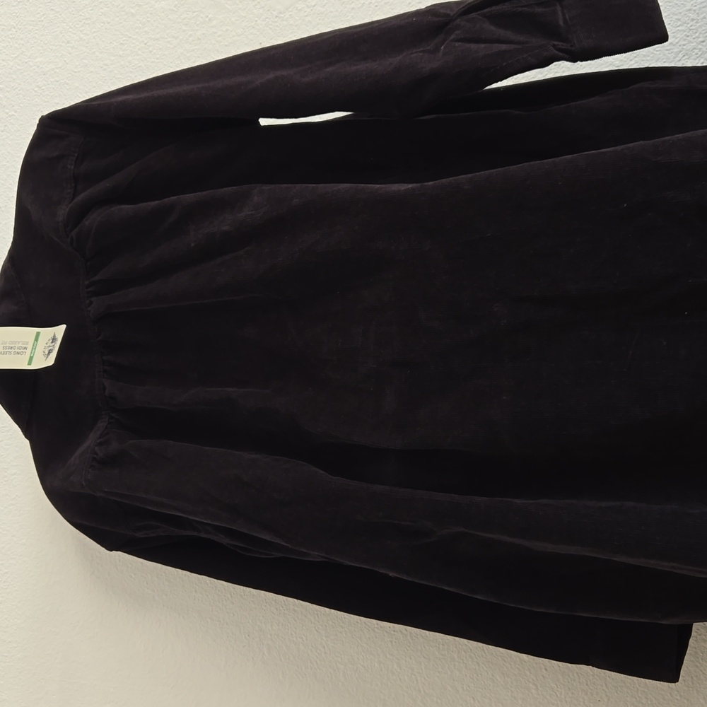 *CDR2 - NEW DOCKERS  SZ. MED BLK CORDOROY  MIDI LONG SLEEVE DRESS